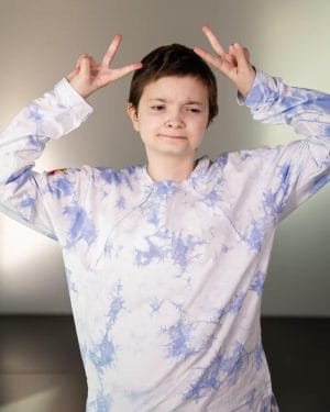 Blue Cloud Marble Long Sleeve with Zippers
